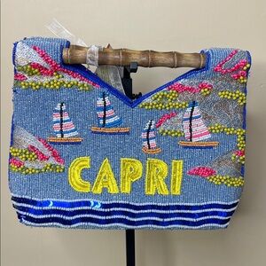 Handcrafted In India | Beaded CAPRI Bag w/ Wood Handles ⛵️🇮🇹